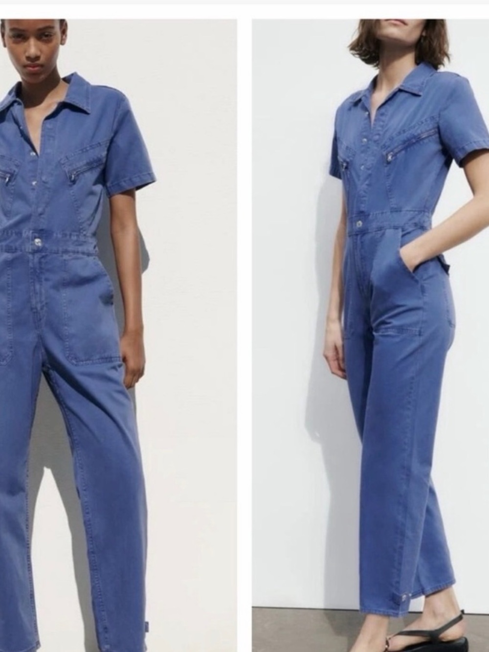Zara Lavender-Blue Button-Front Shirt Jacket